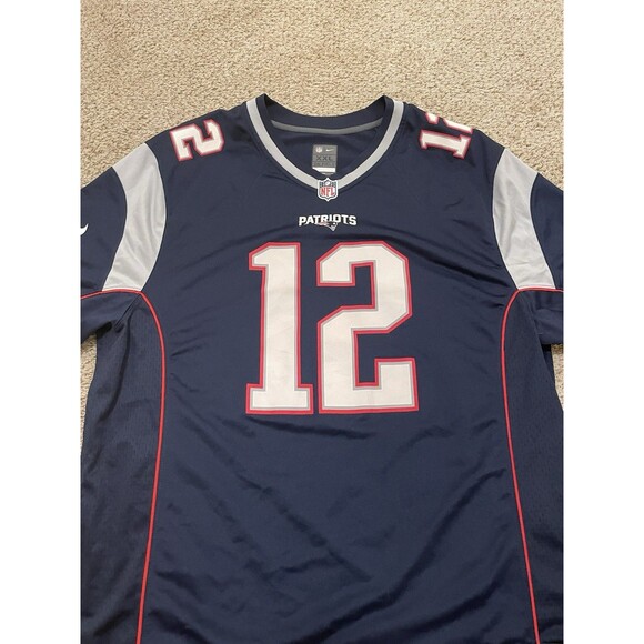Tom Brady 12 New England Patriots Jersey XXL Nike On Field Navy NFL Authentic - Picture 4 of 5